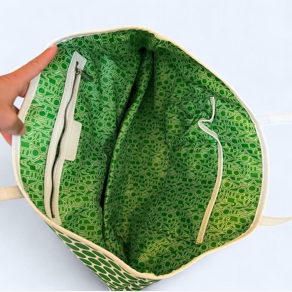 Michael Kors Green White Polka Dot Tote Bag Shoulder Purse - Picture 3 of 9